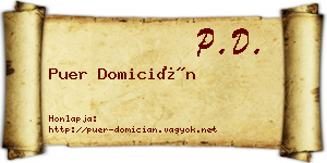 Puer Domicián névjegykártya